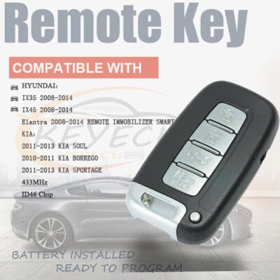 for Kia Soul Hyundai IX35 IX45 Keyless Smart Remote key Fob 3Button 433MHz ID46 - Image 1 of 4