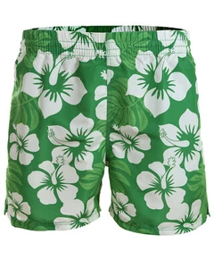 FL1-128-1101-GR/H) SHORT DE BAIN SPORTIF POUR HOMME PANTALON DE PLAGE VERT HIBISCUS TAILLE 4XL - Photo 1/2