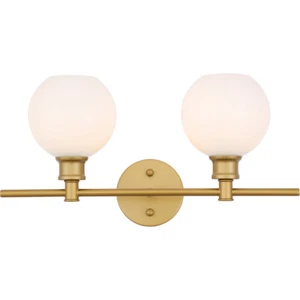 Living District Collier Two Light Brass Wall Sconce 19 Inch LD2315BR Frosted - Picture 1 of 10