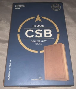 NEW Holman CSB Deluxe Gift Bible Christian Standard Tan LeatherTouch Cover - Imagen 1 de 9