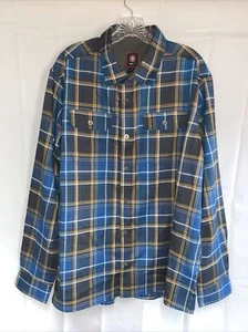 Official Men's Swiss Tech Plaid Flannel Button Shirt Multicolor Large 42-44 - Picture 1 of 4