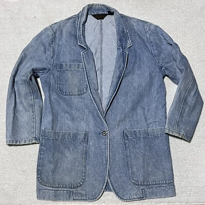 Vintage Eddie Bauer Womens M Light Wash Blue Denim Jacket Chore Pockets - Image 1 of 4