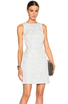 3.1 PHILLIP LIM Ivory Haze Jacquard Darted Shaped Dress with Silk Contrast 6 NWT - Imagem 1 de 4