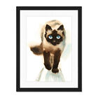 Cat Ragdoll Walking Watercolour Framed Wall Art Print 18X24 In
