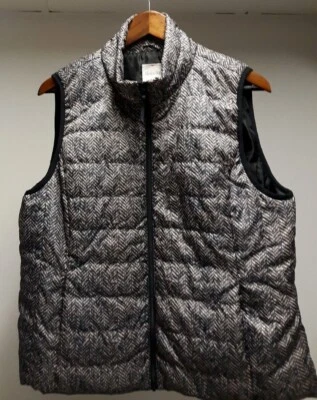 Cute RAFAELLA Black White Orange HERRINGBONE Women Size XL THIN Packable Vest - Image 1 of 4