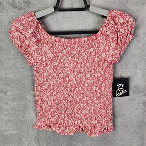 Girls Short Sleeve Smocked Off Shoulder Red Top Art Class Size S (6/6X) - Picture 1 of 8