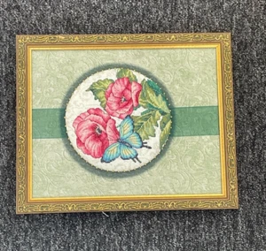 FRAMED COMPLETED CROSS STITCH : BUTTERFLY BEAUTY : 38 x 24cm - Picture 1 of 1