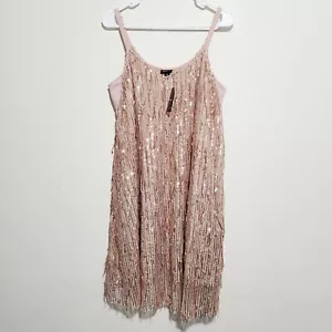 Torrid Fringe Shimmer Mini Dress Size 0X Large Gold Party Cocktail Eras Tour - Picture 1 of 7