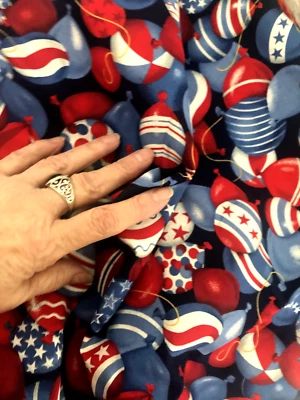 2+ YD 44X73 VIP CRANSTON Red Wht Blue Patriotic BALLOON Quilt FABRIC Star Stripe - Image 1 of 4