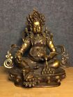 12.4 &quot; Tibet Buddhism Copper Inlay Gem Yellow Jambhala Wealth God Buddha Statue