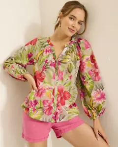 Tommy Bahama Women's La Botanica Peasant Top, Style# SW321459, Size S - Picture 1 of 10