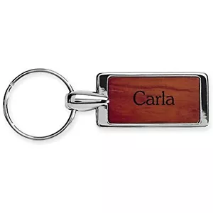 Portachiavi in palissandro personalizzato Dimensione 9 con bordo cromato - Carla - Foto 1 di 1