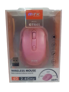 Mouse Pink Wireless 4D 2.4 GHZ Mouse Wireless MOVETECK 3000 Dpi - Picture 1 of 2