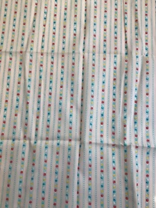 Vintage Cotton Fabric Floral Stripe Red, Blue, Yellow, Pink 1.5 yrds x 45" Wide - Picture 1 of 4