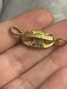 Vintage Gold Tone Metal Rhinestone Princess Telephone Charm Jewelry - Picture 1 of 6