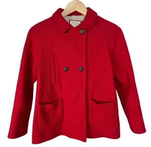 Zara Girl’s Soft Collection Outerwear Wool Blend Red Peacoat Jacket Size 13/14 - Picture 1 of 10