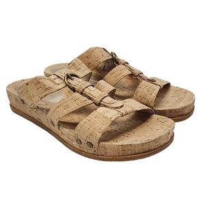 Baretraps Sandals Womens Size 8.5 M Tan Cella Cork Open Toe Mule Slip On - Picture 1 of 10