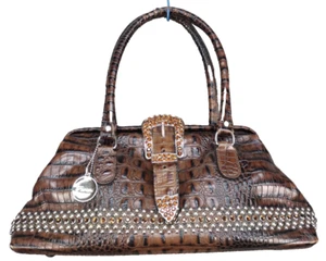 Raviani Croc Embossed Handbag Western Bling Leather Rodeo Cowgirl Satchel Purse - Picture 1 of 18