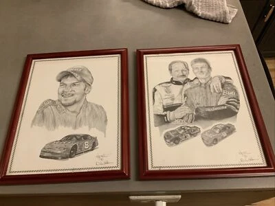 "Juego de 2 impresiones enmarcadas de Dale Earnhardt Jr Dale Adkins 12"" x 15,5"" NASCAR" Foto 1 de 4