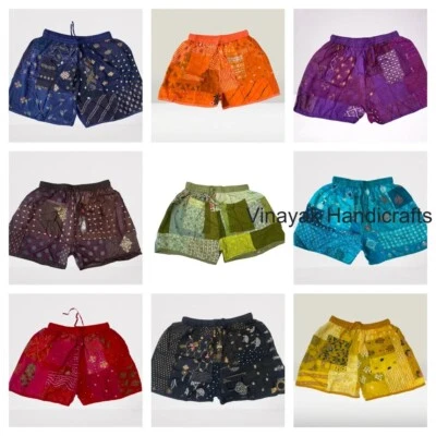 Pantalones Cortos Boho 20 Piezas Rayón Patchwork con Bolsillo Bohemio Gitano Multi Parche Pantalones Cortos Foto 1 de 4