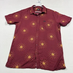 Rip Curl Casual Short Sleeve Linen Blend Button Up Party Shirt Mens Large L - Picture 1 of 11