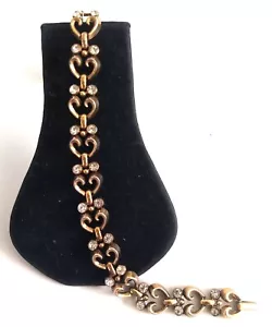 Vitg Alfred Philippe Trifari Pat Pend Gold Clear Rhinestone Ornate Link Bracelet - Picture 1 of 4