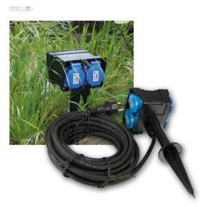 Gartensteckdose 2/4-fach mit Erdspieß, IP44 Außen-Steckdose Outdoor-Strom-Dose - Bild 1 von 8