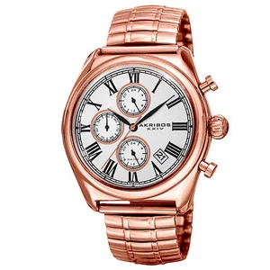 New Men's Akribos XXIV AK827RG Multifunction Rose-tone Expandable Bracelet Watch - Picture 1 of 4