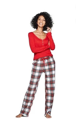 NIP STARS ABOVE (TARGET) COZY LADIES PAJAMA SET 2 PIECE WINTER RED/PLAID Size L - Image 1 of 4
