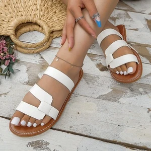 Sandalias planas de playa con punta abierta para dama pantuflas ligeras sin cordones de verano - Imagen 1 de 12