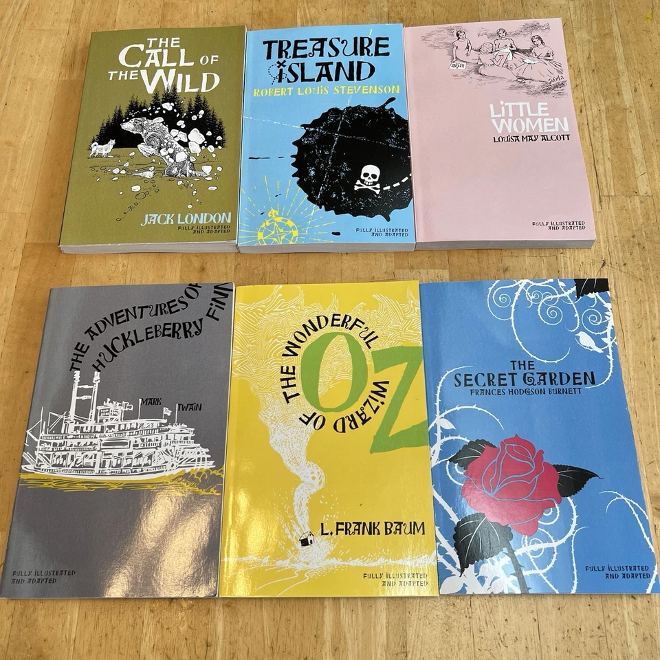 Set of 6 BENDON Jr CLASSICS paperbacks, Treasure Isl, Huck Finn, Secret Garden++ - Image 1 of 3
