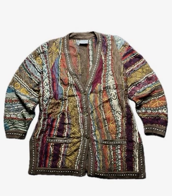 VTG COOGI 90s Australia Original Cardigan 3D Knit wool Sweater Rare men size M/L - Image 1 of 4