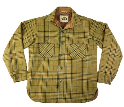 VTG Woolrich Sherpa Lined Plaid Jacket Shirt Mens M • Heavyweight Chore Coat - Image 1 of 4