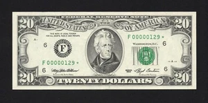 1993* $20 Atlanta *Low Serial* 3-Digit STAR 00000129* FRN • 2080-F* AU or Better - Picture 1 of 2