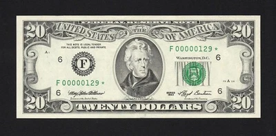 1993* $20 Atlanta *Low Serial* 3-Digit STAR 00000129* FRN • 2080-F* AU or Better - Image 1 of 2