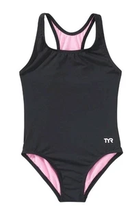 Girls TYR Black Solid Maxfit One Piece Swimsuit  Size 7-8 (M) NWT - Picture 1 of 2