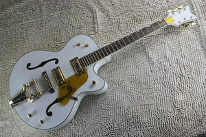 White Falcon Jazz Electric Guitar Hollow Body Arched Guitar Big Tremolo System - Picture 1 of 16