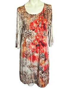 Vestido floral para mujer marrón/coral estampado animal talla 1X sin marca - Imagen 1 de 4