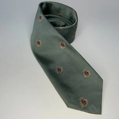 Vintage Polo Ralph Lauren Corbata Verde Seda Oro Cresta Estampado Ancla 3" X 58" Foto 1 de 4