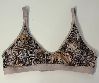 Sujetador Aerie Para Mujer Estampado Animal de la Selva Correas Ajustables Beige Med Safari León Foto 1 de 4