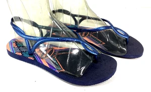 Havaianas Blue Coral Purple Flip Flop Sandals Womens 8 Thong Shoes Summer Beach - Picture 1 of 11