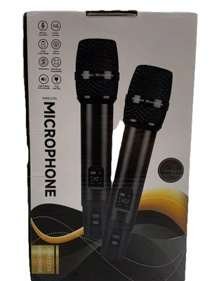Wireless Microphones UHF Metal Dual Handheld Cordless Dynamic 260Ft - 2 Pack - Image 1 of 2