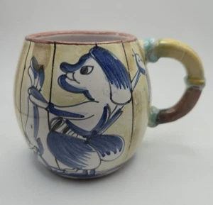Coffee Mug Cup Italy Italian Pottery Majolica 101/36 Blue/Tan Very NICE! - Picture 1 of 5