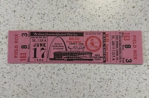 1980 St Louis Cardinals Atlanta Braves Busch Stadium Ticket Stub 6-17-1980 - Picture 1 of 2