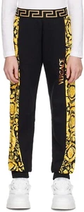 Versace Barocco Jogger Pants Little Boys' 6 Black/Gold Elastic Waist Pull On - Picture 1 of 17