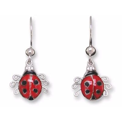Pendientes colgantes Zarah LadyBug plata de ley 925 esmalte dama escarabajo regalo en caja Foto 1 de 2