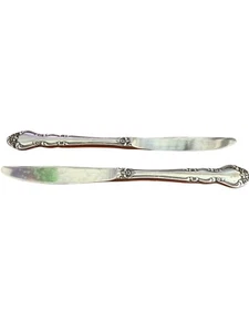 Set of 2 Reed & Barton Stainless Flambeau Knives Vintage Silver Floral Design - Picture 1 of 4
