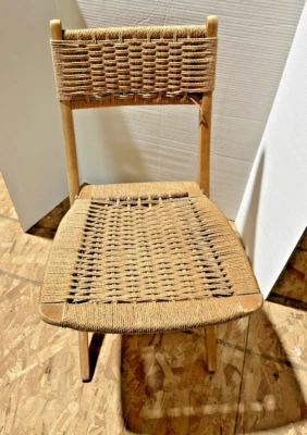 Silla de cuerda estilo Hans Wegner de mediados de siglo c. 1960 rara Foto 1 de 4