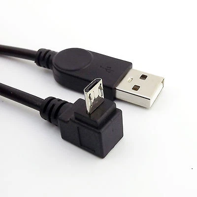Micro USB 5 Pin Down Angled Male to USB A Male Data Charge Cable for Cell Phone - Image 1 of 4