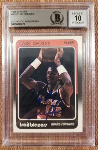 1988 Fleer #92 Clyde Drexler Trail Blazers Autographed Basketball Card BGS/BAS - Picture 1 of 2